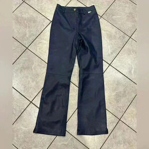 St. John Sport Navy Leather Pants Size 0